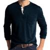 Men's Long-Sleeve Henley Crew Neck T-Shirt for Autumn and Winter