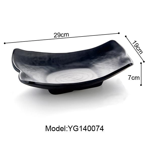 Black Frost Imitation Porcelain Dinnerware Ingot Shaped Plate Fashion Restaurant Melamine Sashimi Dish A5 Melamine Tableware