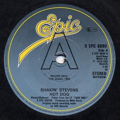 7-Zoll Schallplatte SHAKIN' STEVENS - Hot Dog SEPC8090PROMO Epic 1980 UK Rock Gebraucht