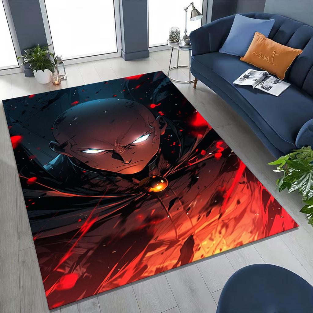 Anime One Punch Man Saitama Cartoon Cartoon Rug for Bedroom Living Room Sofa Home Doormat Decor,Kids Play Non-slip Floor Mat