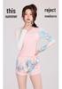 Hao Zhi Lang Women's Pink Long-Sleeve Swimsuit with Boy Shorts - Nylon Swimwear for Pools