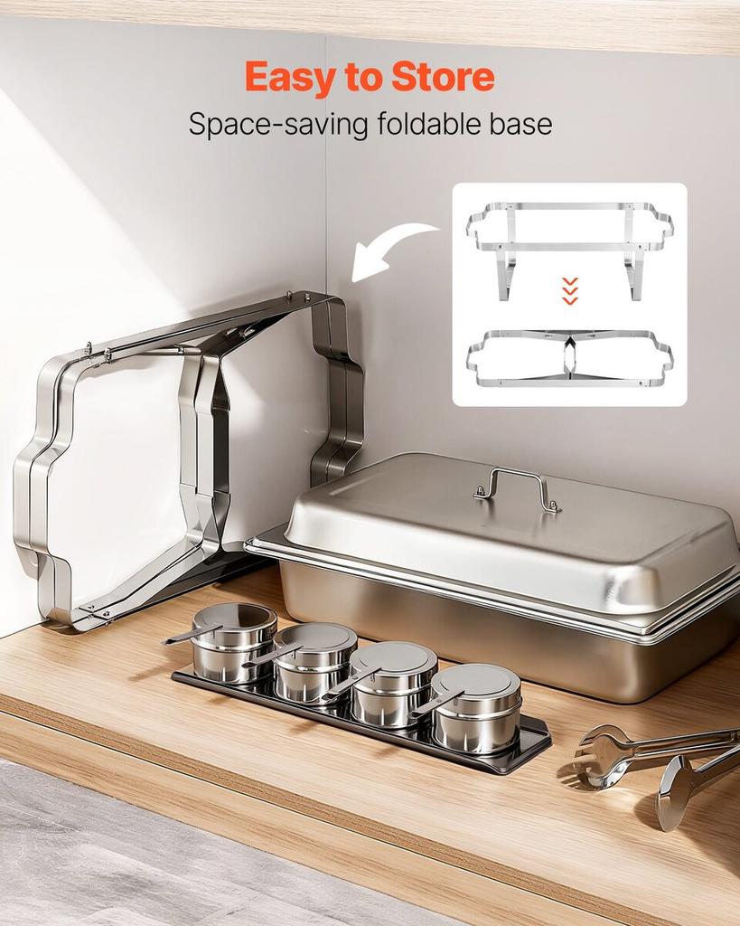 Rectangle Chafing Dish, 8.5L 2 Pack Stainless Steel Chafing Dish, Food Warmer Chafer Complete Set with Hollow Handle, 1 Food Tongs, Lid, Fuel Holder,
