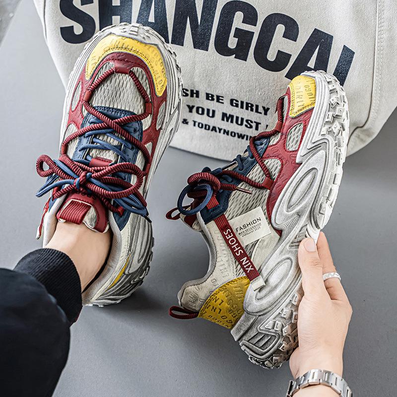 Scarpe sportive casual traspiranti in rete primaverile, suola morbida da corsa, leggere, suola spessa, rialzo, scarpe da papà