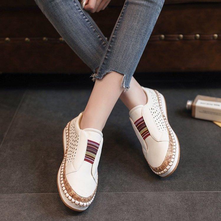 Women Hollow Out Perforated Slip On Loafers Tassel Decor Thick Sole Breathable Casual Walking Flats
