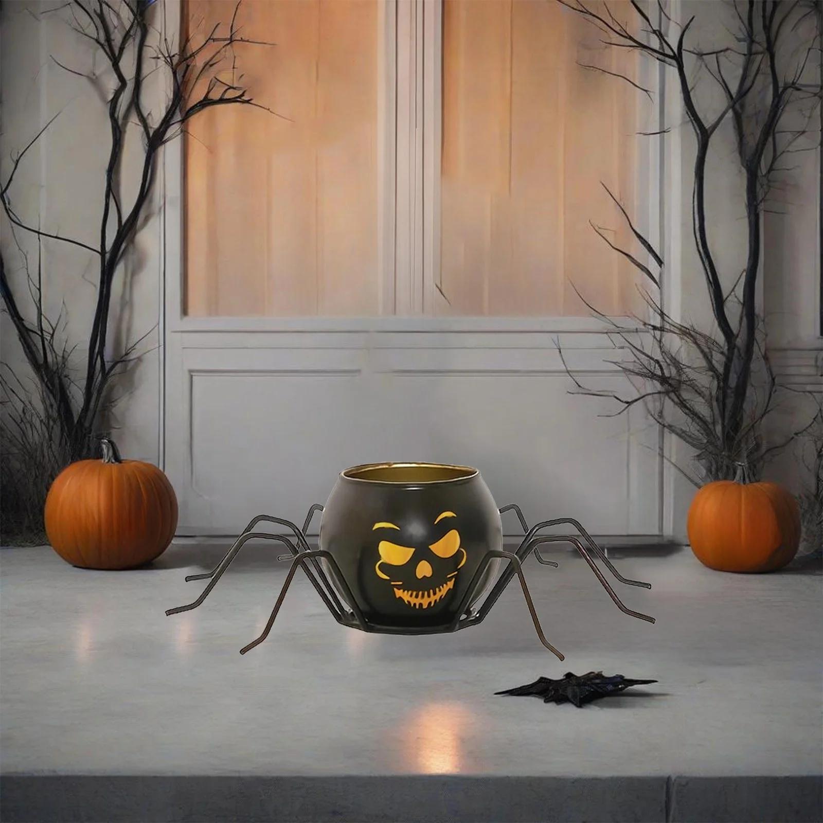 

Halloween Spider Pumpkin Candlestick Party Scene Decoration Ornaments One Size