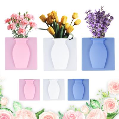 3/6Pcs Wand Halterung Silikon Vase Reusable Selbst-Adhesive Home Office Innen Kühlschrank Fenster Wand Hängen Pflanzen