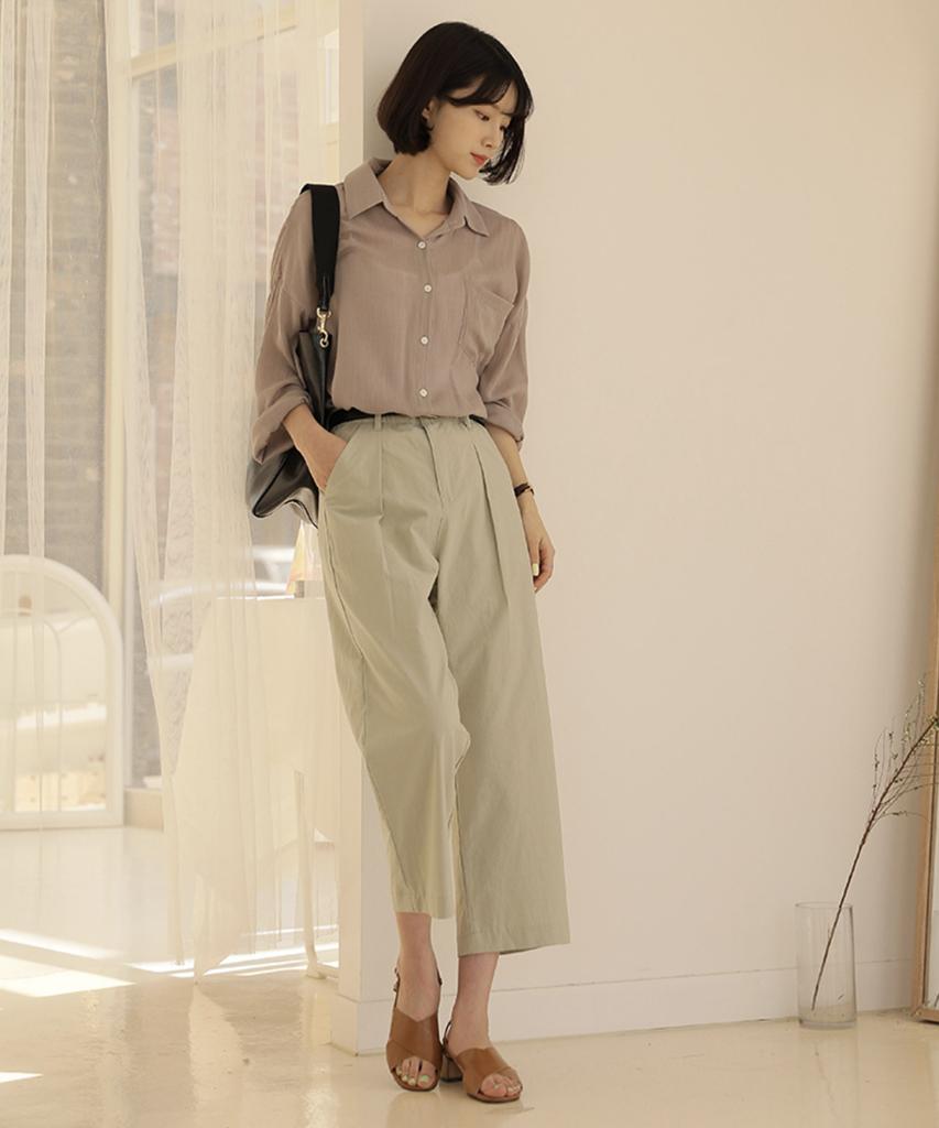 Ppaeppae Domestic Inner Elastic Waist Pintuck Wide Cropped Pants