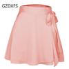 Solid Color Skirt High Waist Fashion One Piece Lace Up Short Skirt Chiffon SATIN Wrap Skirt
