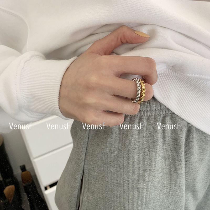 

Ins Two-Color Selection Bold Couple Fashion Minimalist Gold and Silver Fine Gold Us Size 6