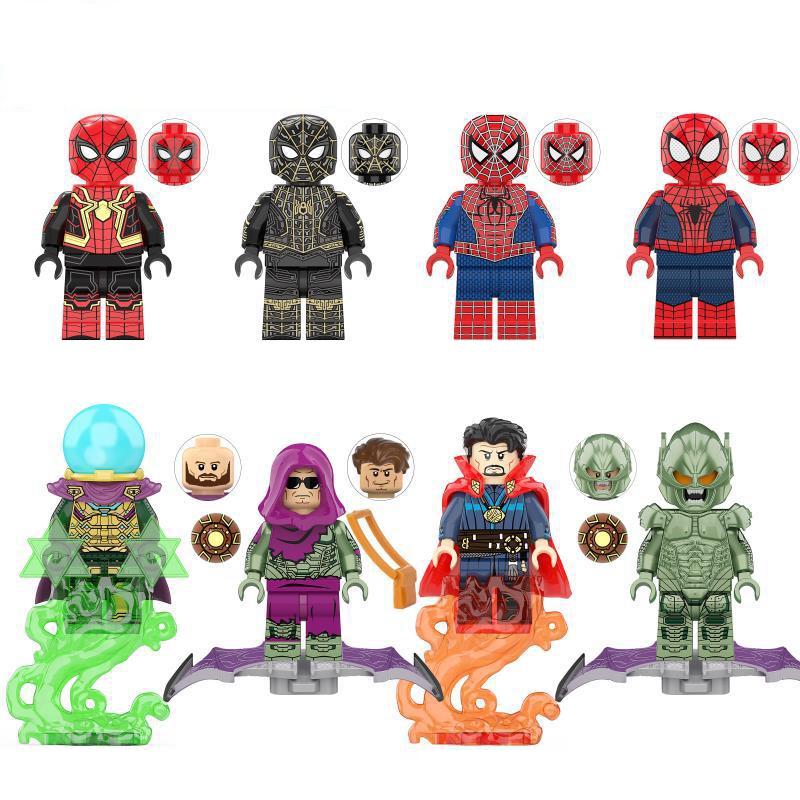 Superhero Spider-man Black Gold Suit Dr. Action Figure Mini Building Blocks Set Of 8