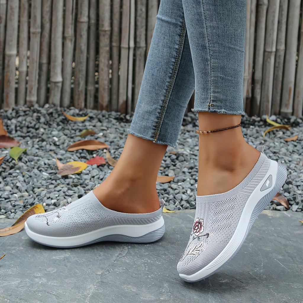 Easy Slip-On Lazy Slides Chinese Style Mesh Upper Shoes Spring Summer Outdoor Home Casual, Women Shoes(The Sizing Runs Big)