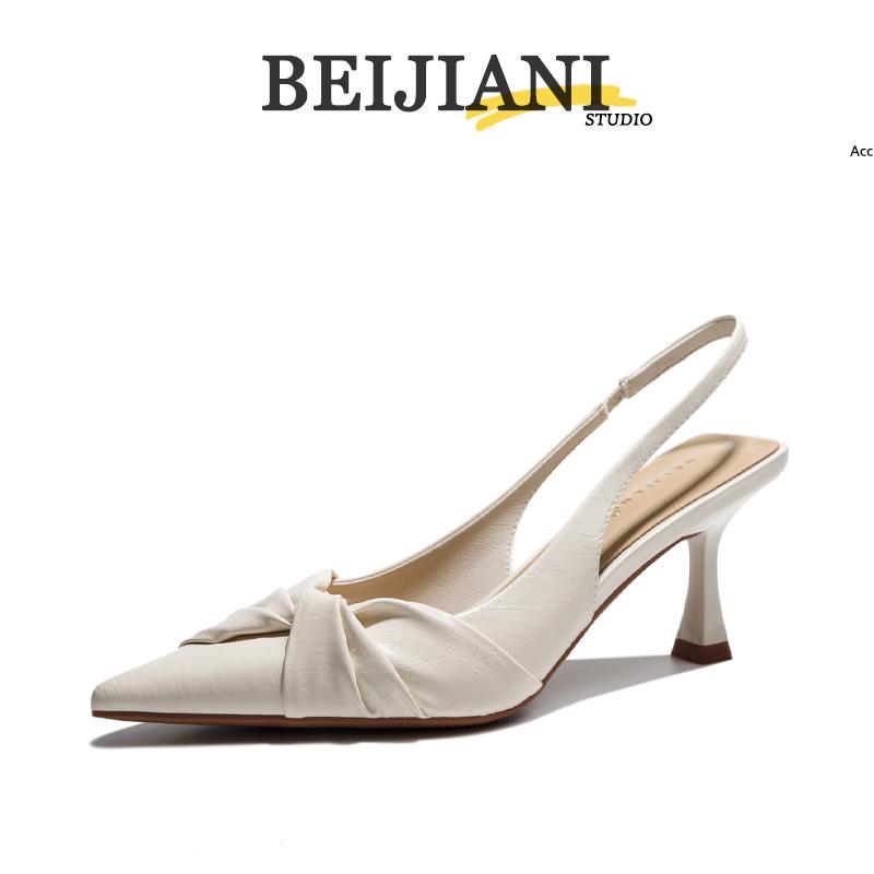 BEIJIANI Knotted Pointed Toe Stiletto Heel Women's One-Strap Sandals