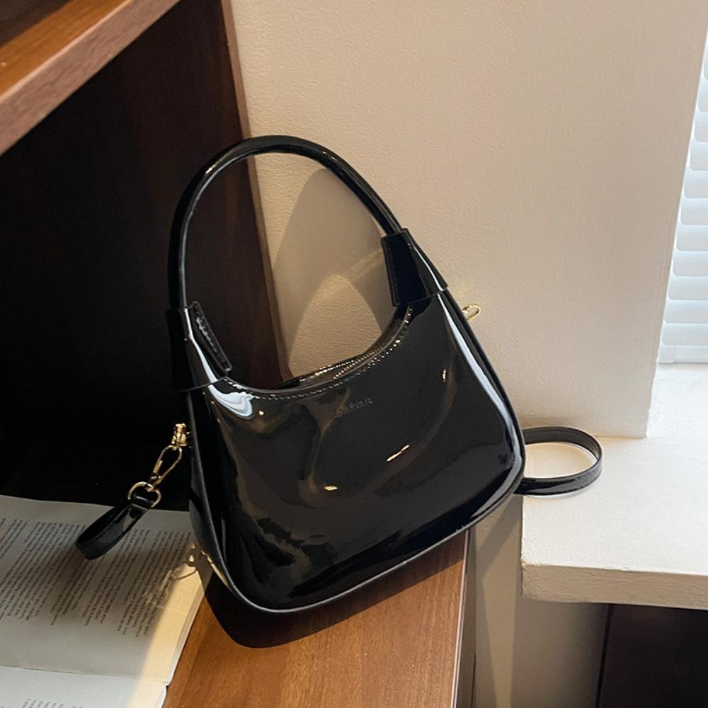 Elegant PU Hobo Bag Solid Color Texture Handbag Storage Bag French Underarm Bag Women