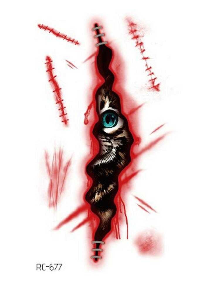 Waterproof Halloween Temporary Tattoos: Bloody Wound Scar Horror Stickers