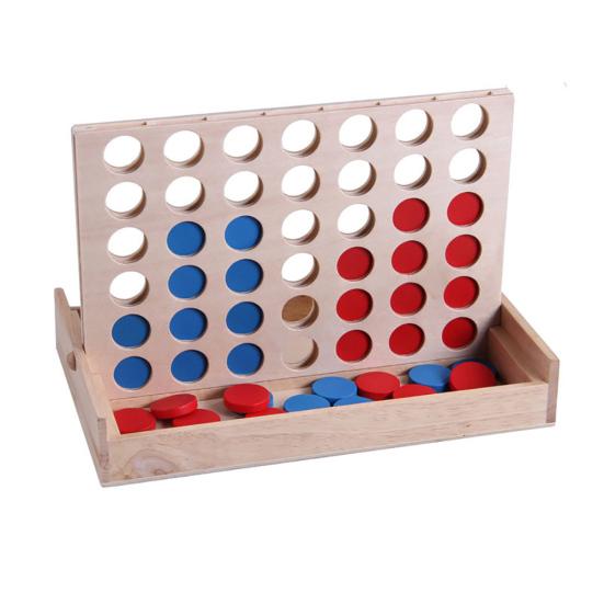Connect Four In A Row Line Up 4 Wooden Board Game Kids Adult Intelligent Toy