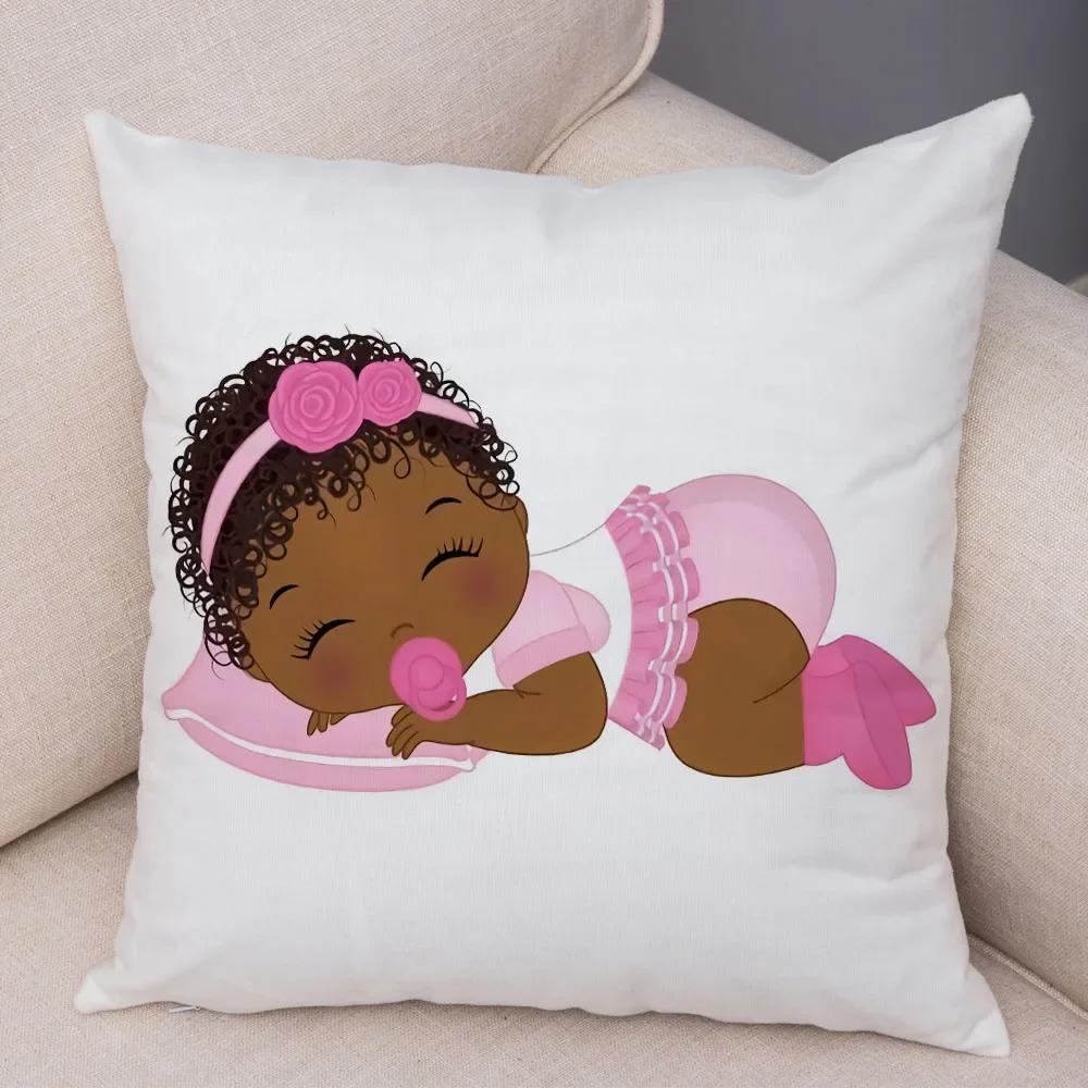 Cute Cartoon Girl Pillowcase Sofa Cushion Cover Home Children's Room Decoration