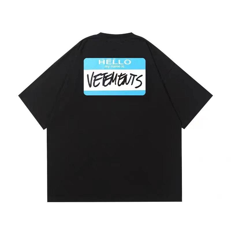 

Fashion Brand Short Sleeve T-shirt Signature Graffiti TShirt Big Logo Unisex Women Oversize Loose Casual Tops Crew Neck VTM Tee M