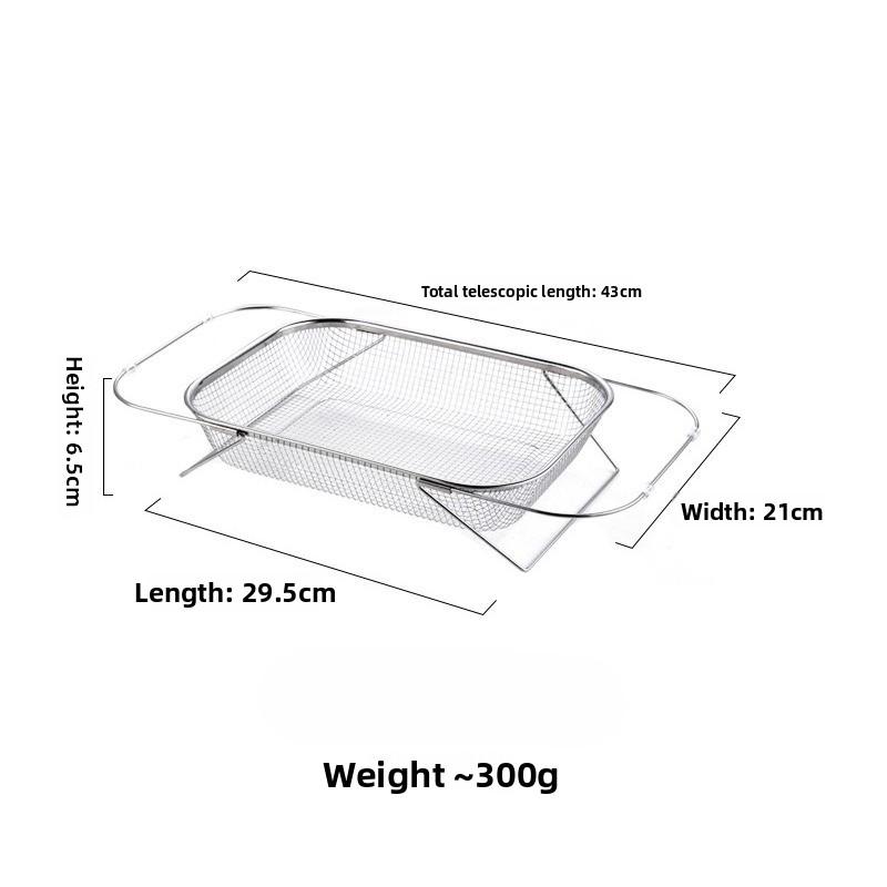 Stainless Steel Sink, Drain Basket, Kitchen Sink, Retractable Vegetable Basin for Easy Cleaning
