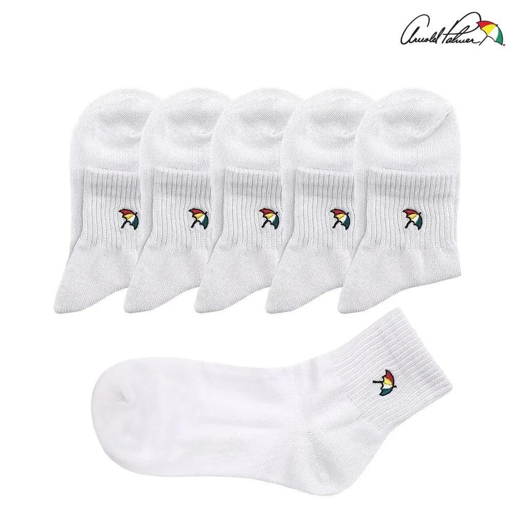 Arnold Palmer Girls  Socks Basic Plain White Middle School Uniform Socks Mid-Length 5-Pair Set Made in Korea LSP003 White 5-piece set