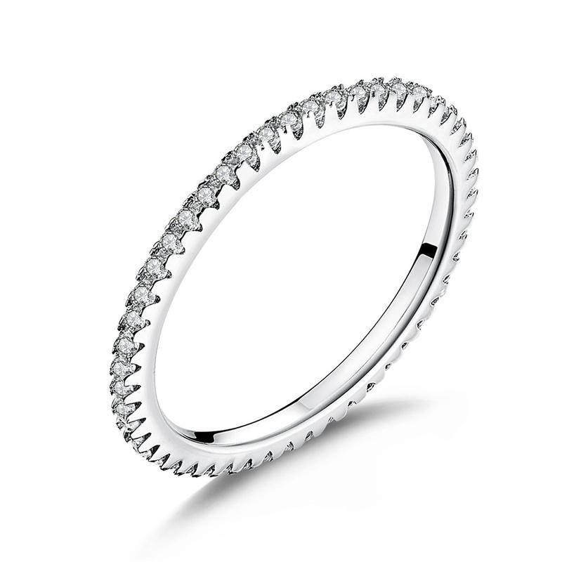 Genuine 100% 925 Sterling Silver Simple Geometric Round Single Stackable Finger Rings For Women Engagement Jewelry CQR066