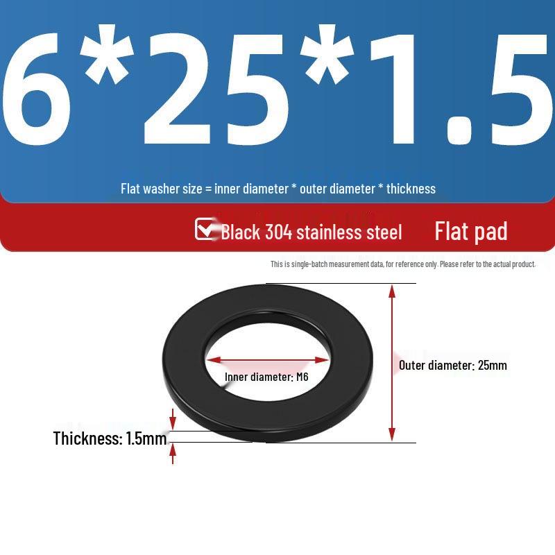Ultra-Thin Black Zinc-Plated Stainless Steel Flat Washer (M2-M20)
