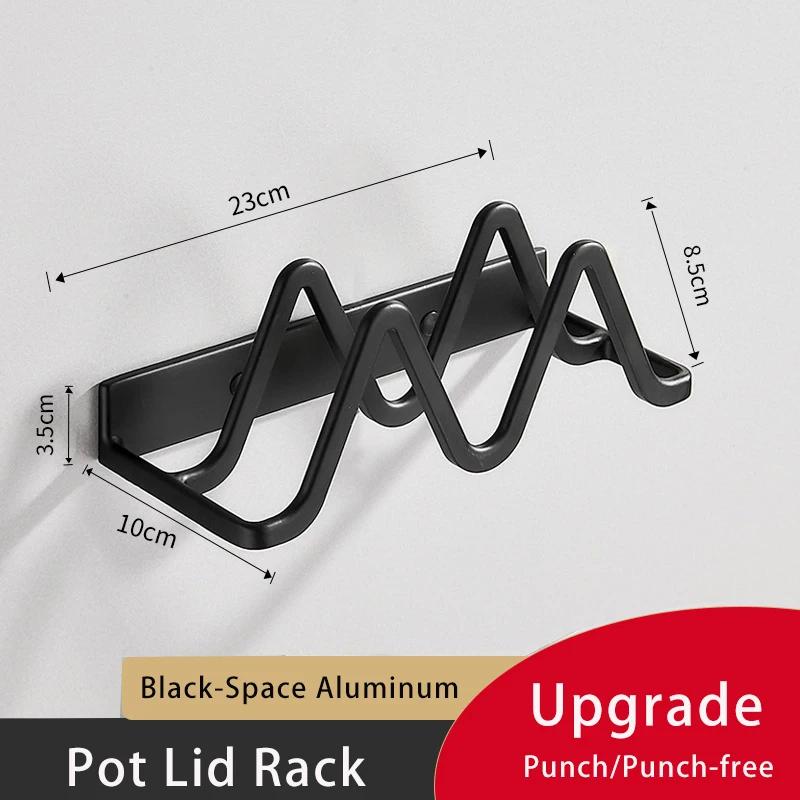 Wall-mounted Pot Lid Storage Rack No Drilling Space Aluminum Cutting Board Holder Kitchen Accessories Multi-functional Organizer