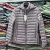 Women Autumn Winter Thin Portable Storage Outwear 90% White Duck Down Jacket with Removable Hood