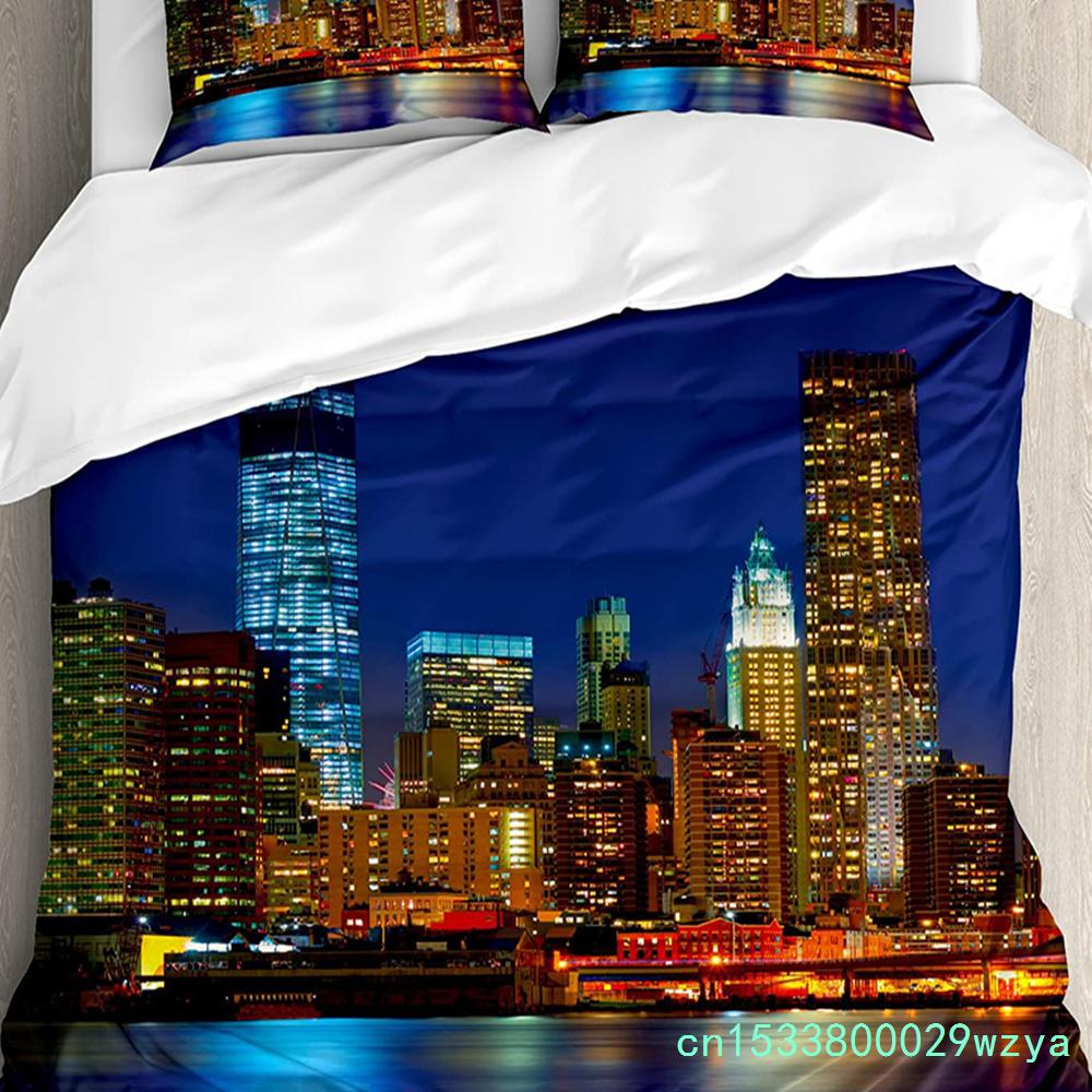 New York Sketch City Bettbezug Bett Bettwäsche Set Für Doppelbett Heimtextil Bettdeckenbezug Kissenbezüge Schlafzimmer Bettwäsche Set (Kein Blatt)