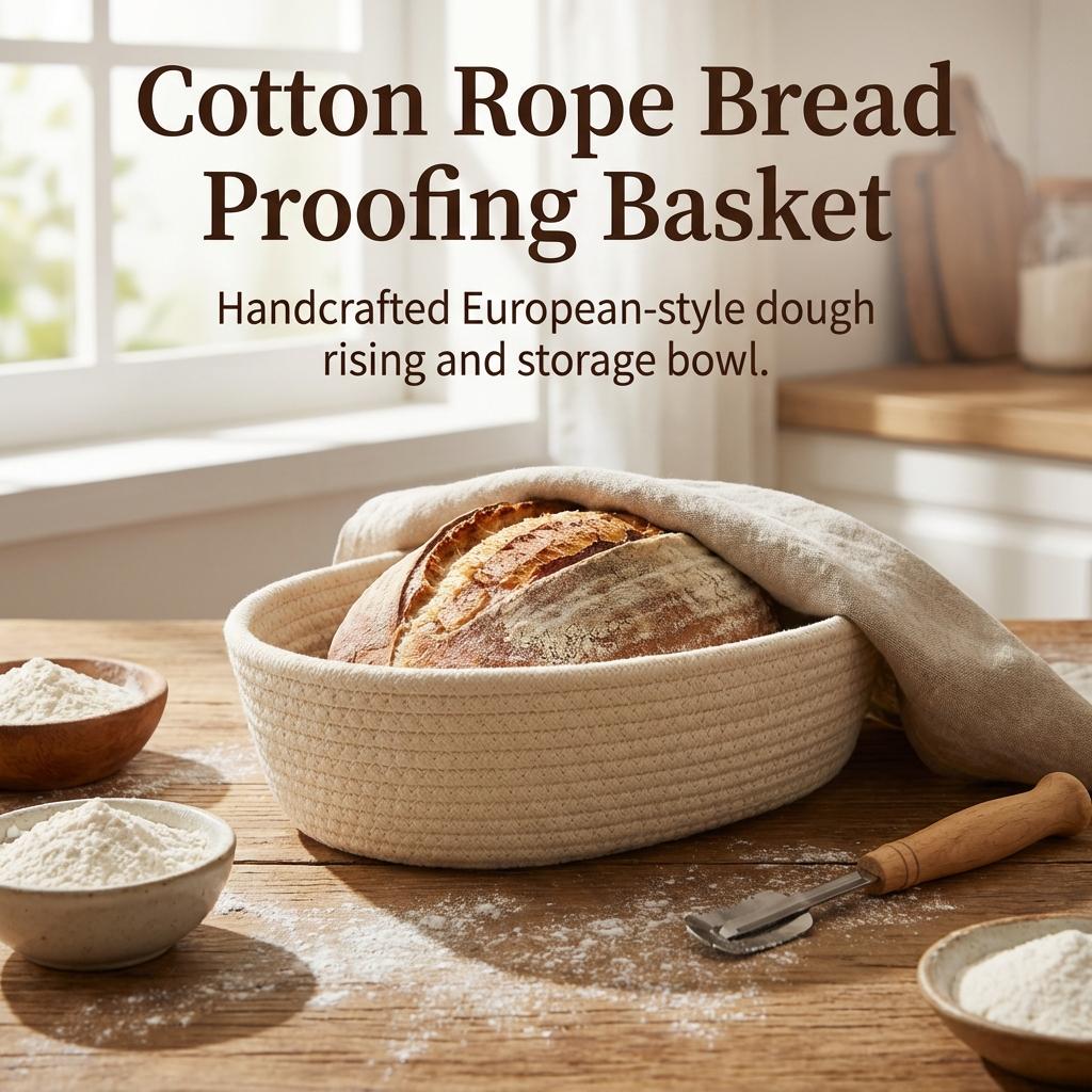 Cotton Rope Woven Bread Proofing Basket European Style Hand-made Storage Basket For Home Baking And Decoration