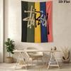 City List Text Tapestry, Black Background Street Brand Logo No.4 Wall Hanging Decor