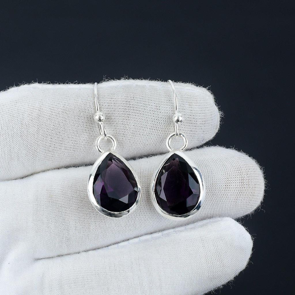 Pink Amethyst Earring,925 Sterling Silver Earring Beautiful Gemstone Cabochon Amethyst Stone Earring Birthday Earring Gift For Her For Women
