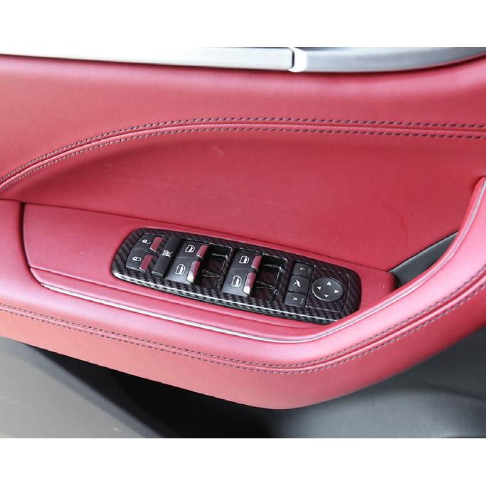 Car Door Window Glass Lift Button Panel Trim Cover Compatible with Maserati Levante 2016-2021 Ghibli 2014-2021 Front and Rear Doors Armrest Window