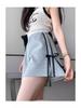 2024 Women's Gray High-Waist Loose Fit Slimming Sports Shorts - American Style, Petite, Wide-Leg, Summer Casual