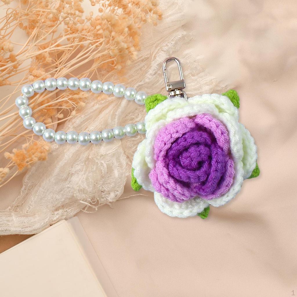 Rose Key Chain Bag Keyring Gift Stylish Accessories Charm Handwoven Pendant Keychain for