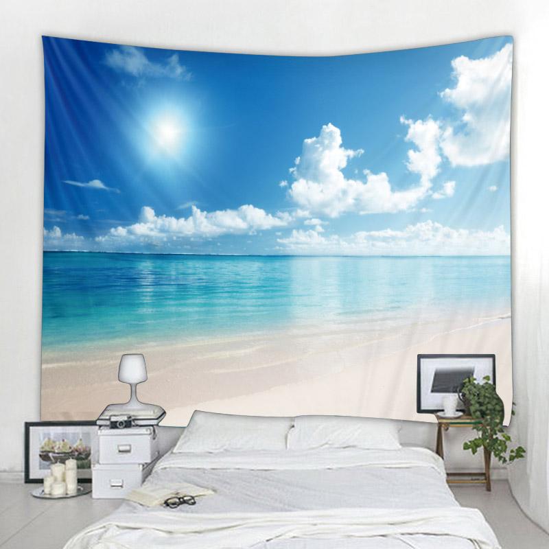Blue sky and white clouds tapestry wall hanging hippie room background cloth boho home decor beach mat yoga mat sofa bed sheet