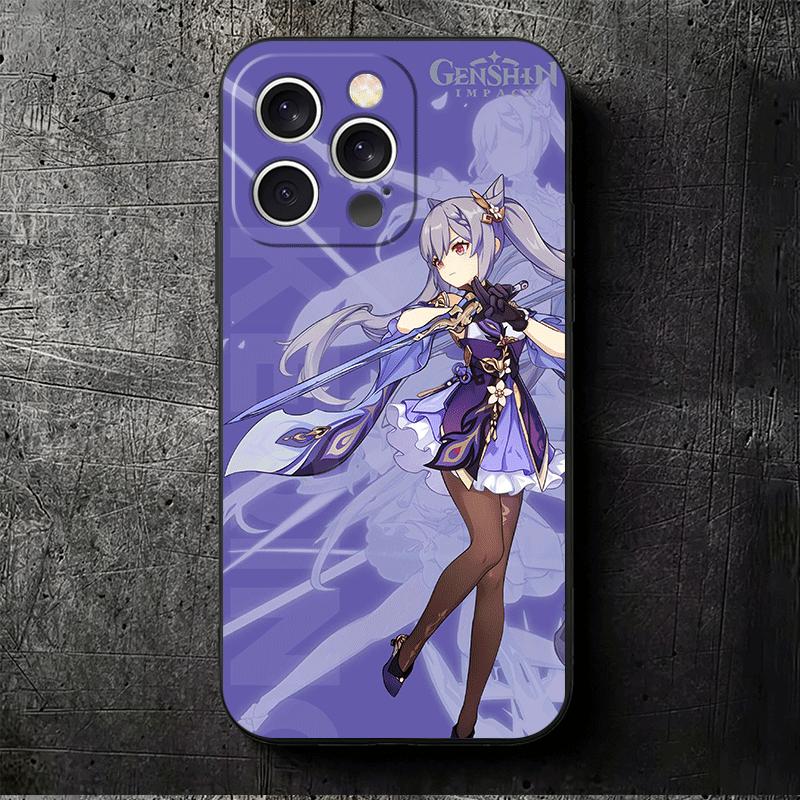 Genshin Impact Keqing Soft Phone Case for iPhone 16 16E 17 Air 15 Pro Max 14 Plus 13 Mini 11 12 7 Black Cover Back Shell