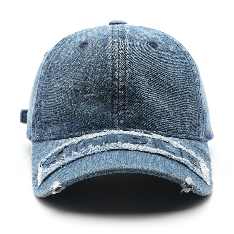 

Hat Spring and Autumn Solid Color Light Board Denim Ripped Cap Outdoor Travel Sports Shade Baseball Cap темно-синього кольору