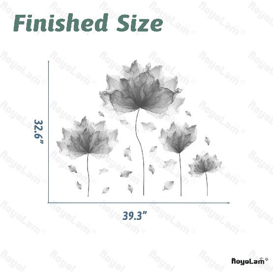39.3'' x 32.6'' Huge Flower Petal Wall Decals Living Room Floral Wall Stickers Removable Peel and Stick Waterproof Wall Art Decor Stickers for