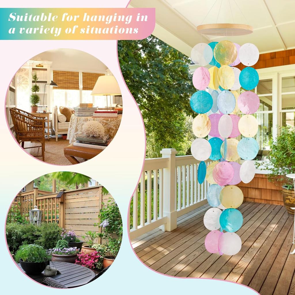 Wind Chimes for Outside - Handcrafted Capiz Shells Windchime Coastal Style Garden Wedding Decor