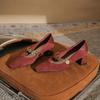 Temperament New Niche Design Suede Thick Heel Square Head Two Wear Comfortable and Versatile Women's Mary Jane Single Shoes Women