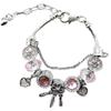 Crystal Beaded Love Heart Bracelet with Rhinestone Pendant - Adjustable Friendship Jewelry