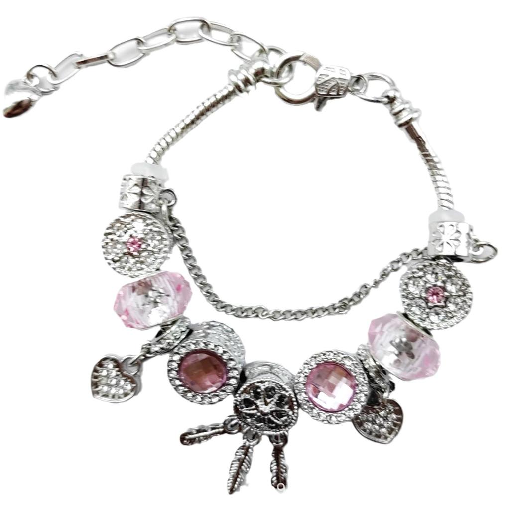 Crystal Beaded Love Heart Bracelet with Rhinestone Pendant - Adjustable Friendship Jewelry