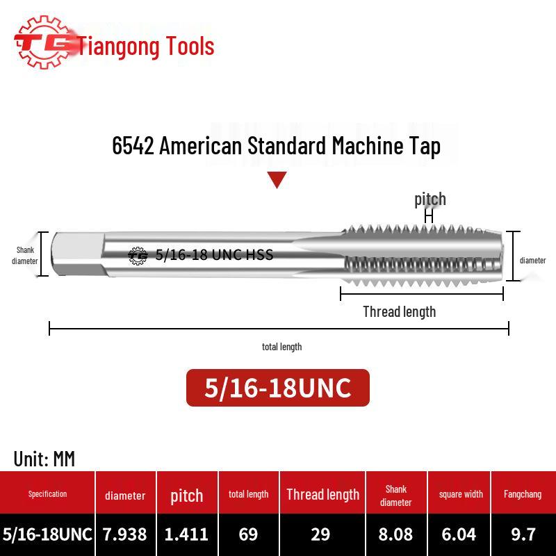 American Standard Stainless Steel Threading Taps 1/4-3/5/8 UNC/UNF