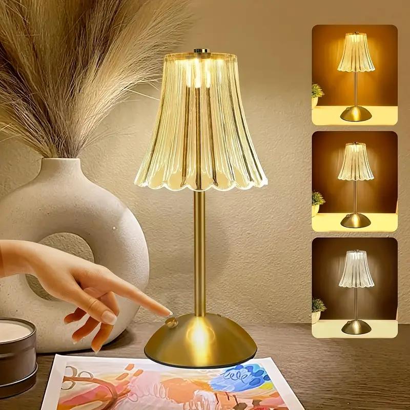 Cordless Light Touch Adjustable Crystal Light 3 Colors Portable Crystal Light Suitable for Bedrooms Living Rooms Dining Rooms