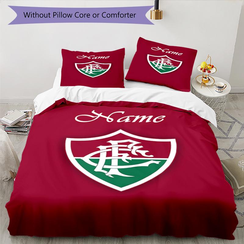 3pcs Custom Name Fluminense FC Bedding Set Duvet Cover Closure Includes 1 Duvet Cover & 2 Pillowcases, Soft and Comfortable for All Seasons.