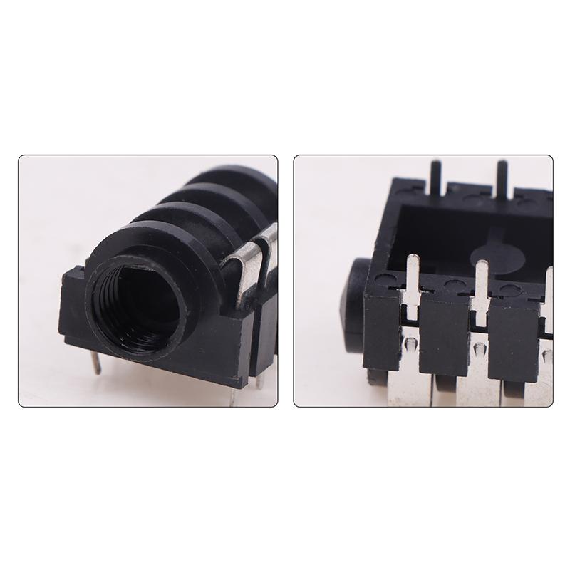 5PCS PCB Mount 6 Pin Input Output Jack Dual Channel Female 6.35mm Jack Stereo 1/4 Inch Guitar Pedal Input Jack Socket