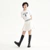 MLB Boston Red Sox Sports Lifestyle Embroidered Logo Trendy High-Waisted Pleated Casual Skirt Women skirts Ivory 3FSKB0133-43IVS