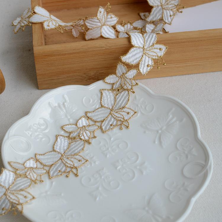 Decorative Lace With Accessories Fabric Lace Accessories High-Grade Gold Thread Embroidery Water-Soluble Lace Cheongsam Clothing Materials