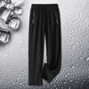 Men's Summer Ice Silk Elastic Men's Casual Pants Versatile Straight Sports Quick Drying Fattened Plus Long Pants Boys