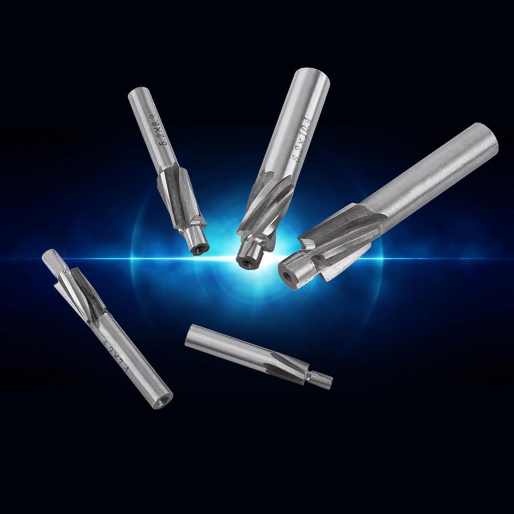 CNC Cutter Bit End Mill Cutter Countersink End Mill Cutter Slot Drill Bits Tool M3 M8 4 Flutes HSS-AL Countersink Drill Bit